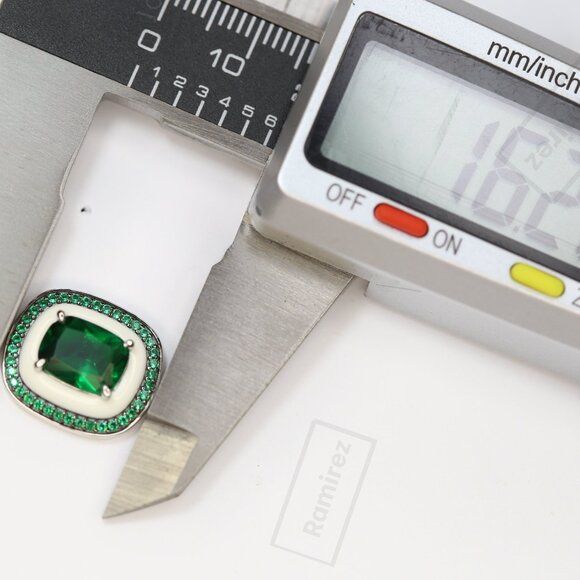 925 Sterling Silver Emerald-Tone CZ Stud Earrings • Elegant Green Sparkle Design - Picture 7 of 7